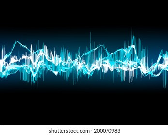 Bright sound wave on a dark blue background. EPS 10 vector file included