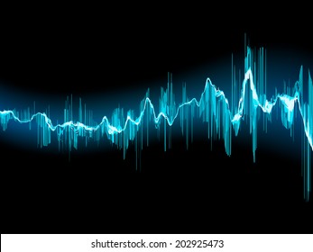 Bright sound wave on a dark blue background. EPS 10 vector file included