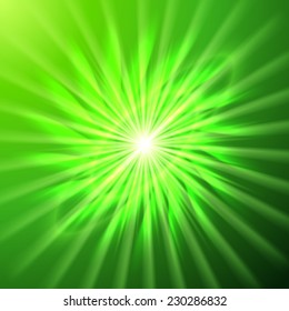 Bright space star in emerald and green hues