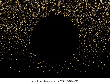 Bright Spark Background Black Vector. Star Particle Card. Shiny Magic. Sky Illustration. Yellow Confetti Time.