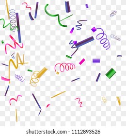 Bright sparkle of colorful confetti. Abstract background with falling blue, red, gold, green, pink tiny confetti. Luxury festive background for your design, cards, invitations, gift, vip. Vector.