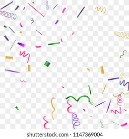 Bright sparkle of colorful confetti. Abstract background with falling blue, red, gold, green, pink tiny confetti. Luxury festive background for your design, cards, invitations, gift, vip. Vector.