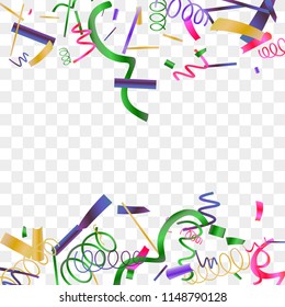 Bright sparkle of colorful confetti. Abstract background with falling blue, red, gold, green, pink tiny confetti. Luxury festive background for your design, cards, invitations, gift, vip. Vector.