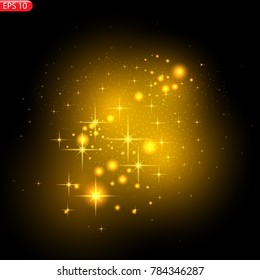 Bright sparkles of gold, silver, bright