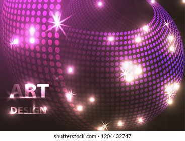 Bright sparkling background. Forms made from small colorful circles with sparks of light. Vector illustration