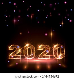Bright sparkling numbers. New Year's congratulatory design 2020 year