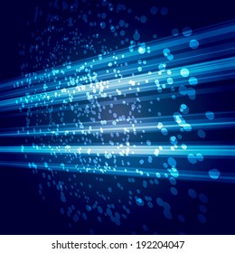 Bright sparkling shimmering light and lines background. Vector illustration