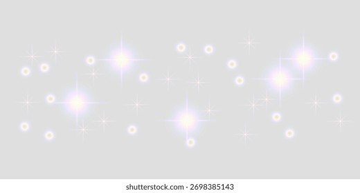 Hell funkelnde weiße Lichteffekte auf grauem Hintergrund.