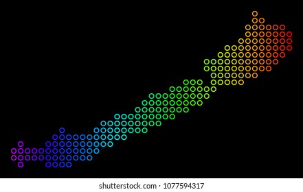 Bright Spectrum Balaton Lake Map. Vector geographic map in bright spectral colors with horizontal gradient on a black background.