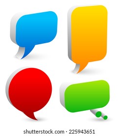 Bright speech and thought bubble set - 3d speech, talk bubbles