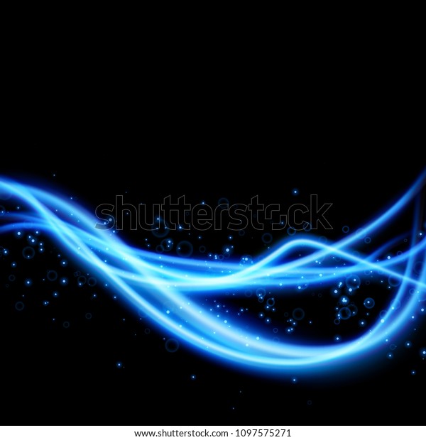 Bright speed blue\
light lines and shimmer over black background. Internet bandwidth\
concept - Energy transparent wave. Magic soft gradient swoosh\
stream. Vector\
illustration