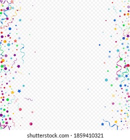 Bright Spiral Festive Vector Panoramic Transparent Background. Carnival Star Design. Ribbon Celebrate Illustration. Multi colored Party Poster.