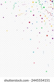 Bright Spiral Flying Vector Panoramic Transparent Background. Celebration Star Plant. Circles Festive Template. Variegated Paper Invitation.