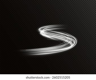 bright spiral light effect with swirling neon curves, glowing particles, and energy flares. Ideal for futuristic designs, magic portals, abstract vortex visuals, and meteor-style motion