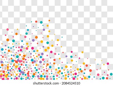 Bright Splash Christmas Vector Transparent Background. Abstract Dot Postcard. Carnival Round Illustration. Multicolored Circle Effect Card.