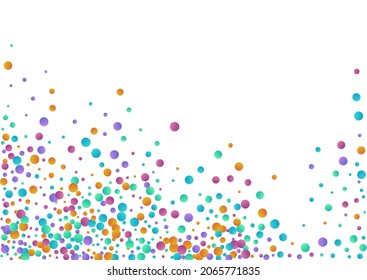 Bright Splash Happy Vector  White Background. Transparent Dust Postcard. Fun Confetti Illustration. Rainbow Rain Abstract Background.