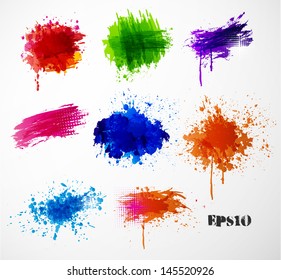 Bright splashes on a white background. Vector illustration.