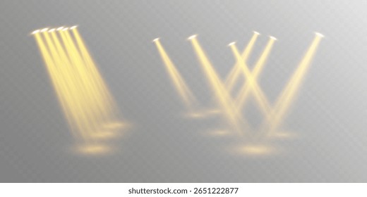 Bright Spotlight Beam with Glowing Light, Transparent Background, and Shiny Effects for Concert, Stage, or Nightclub Designs.