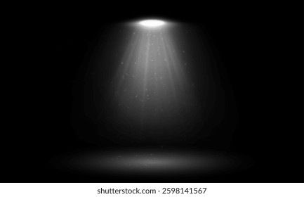 Bright spotlight with rays and glare. Abstract light effect for background.