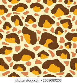 Bright spots on yellow background. Abstract seamless pattern with hand-drawn uneven circles. Simple vector.