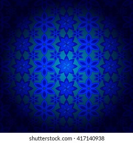 Bright spring background image of  flowers and openwork mesh in the dark  blue background. vector illustration. for holiday design, postcards, presentation