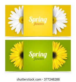 Bright spring banners design. Vector resizable illustration.