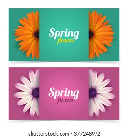 Bright spring banners design. Vector resizable illustration.