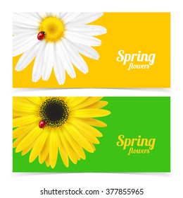 Bright spring banners design. Vector resizable illustration.