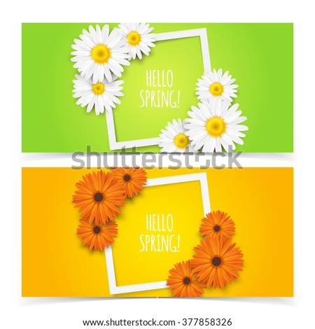 Bright spring banners design. Vector resizable illustration.