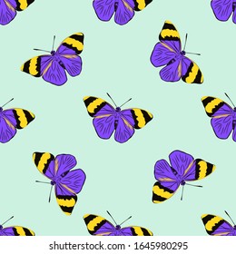 Bright spring butterfly seamless pattern, vector texture 