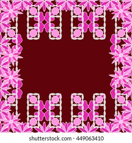 bright spring card with abstract flowers and frame for the text . vector image.