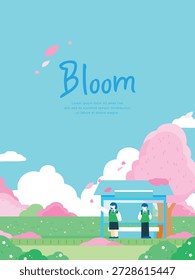 Fondo brillante del paisaje de la flor de la primavera