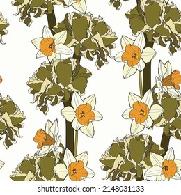 Flores de primavera brillante, ranunculus, daffodils, ilustración perfecta. Ilustración de colores simple.
