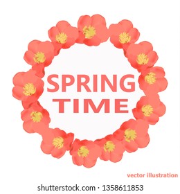 Bright spring flowers. Spring time background with beautiful colorful flowers. Vector illustration.