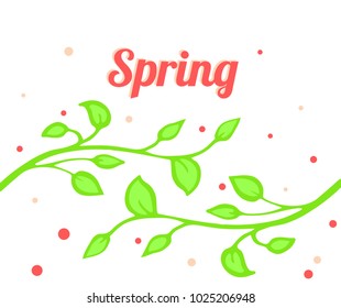 bright spring illustration with twigs and foliage