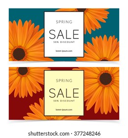 Bright spring sale design. Vector resizable banners.
