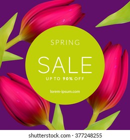 Bright spring sale design. Vector resizable background.