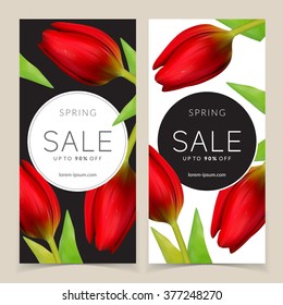Bright spring sale design. Vector resizable banners.