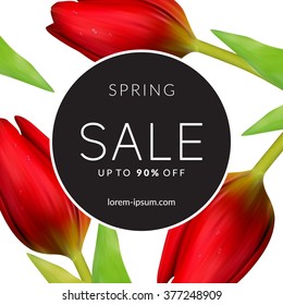Bright spring sale design. Vector resizable background.