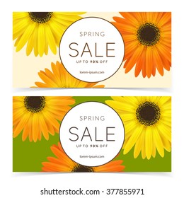 Bright spring sale design. Vector resizable banners.