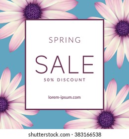 Bright spring sale design. Vector resizable background.