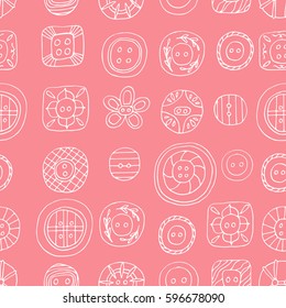 Bright spring seamless vector pattern with hand drawn buttons.
