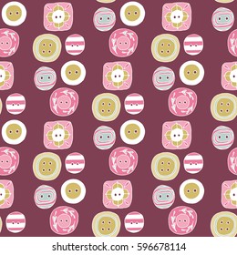 Bright spring seamless vector pattern with hand drawn buttons.