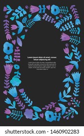Bright spring- summer floral framework, easter element, card, poster template