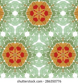 Bright spring and summer motifs for children clothes and decor. green and red colors, floral patterns.