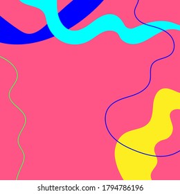 Bright square background with abstract shapes drawn by hand. Modern vector illustration.