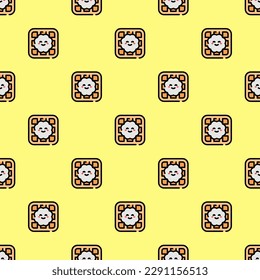 Bright Square tile showcasing a whimsical food picture. Seamless pattern with waffle on pastel red background. Design for a textured wallpaper.