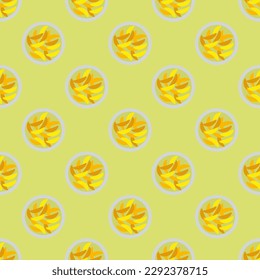 Bright Square tile showcasing a whimsical food picture. Seamless pattern with potatoes  on sacramento state green background. Design for websites to make them look visually appealing and professional.