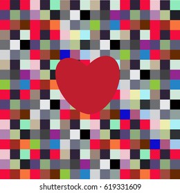 bright squares, one heart