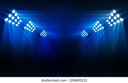 Bright stadium arena lights blue vector design. Vector illumination